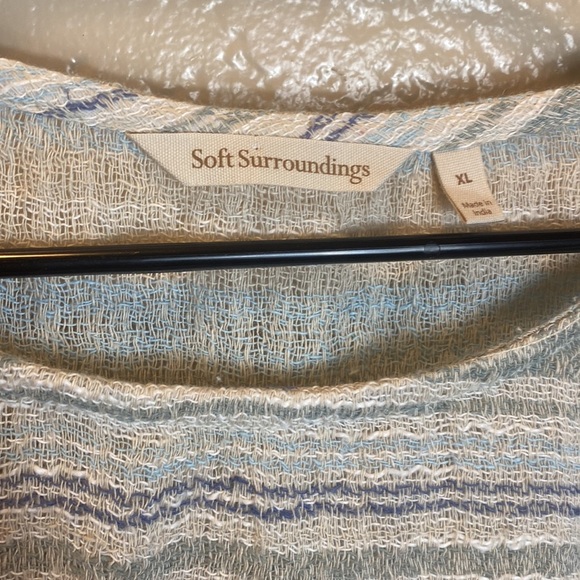 Soft surroundings xl gauzy woven striped tunic blue/green/white/tan - Picture 2 of 6